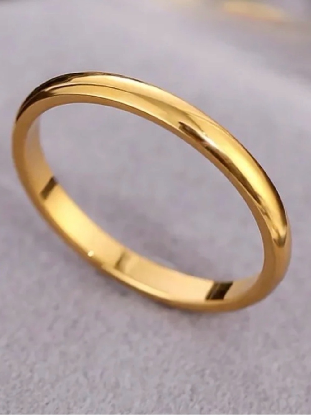 Gold Titanium Wedding Engagement Promise Stacking Ring Band